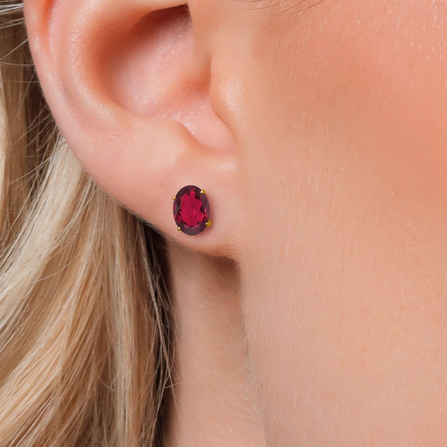 Gem Stone King 14K Yellow or White Gold Oval Gemstone Birthstone Stud Earrings | 8X6MM Oval | Gold Earrings For Women Men | Fine Jewelry Gifts for Her Mom Women Wife