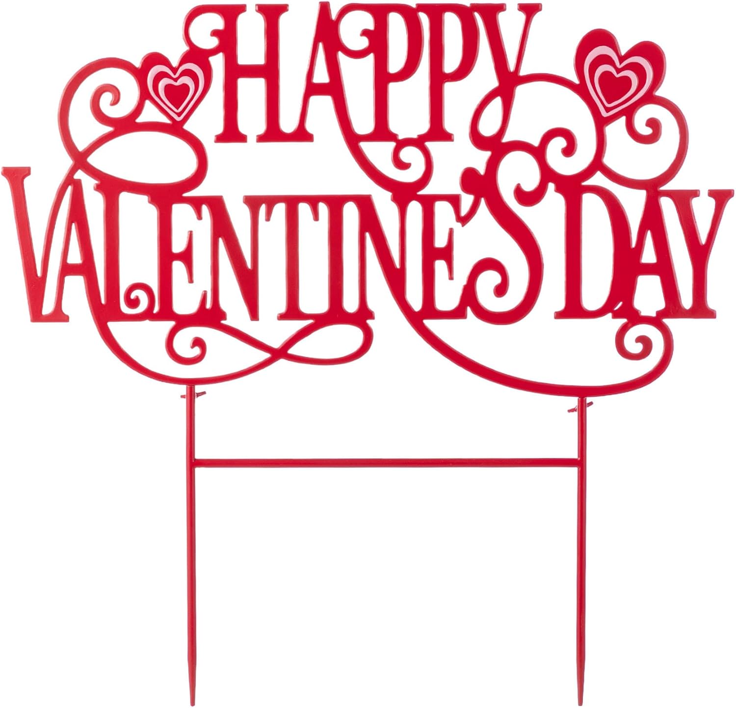 Glitzhome 23.25"H Metal "HAPPY VALENTINE'S DAY" Yard Stake, Metal Valentine's Day Letters Decorative Garden Stakes,Valentines Day Decorations Outdoor for Home Lawn Porch Anniversary Wedding