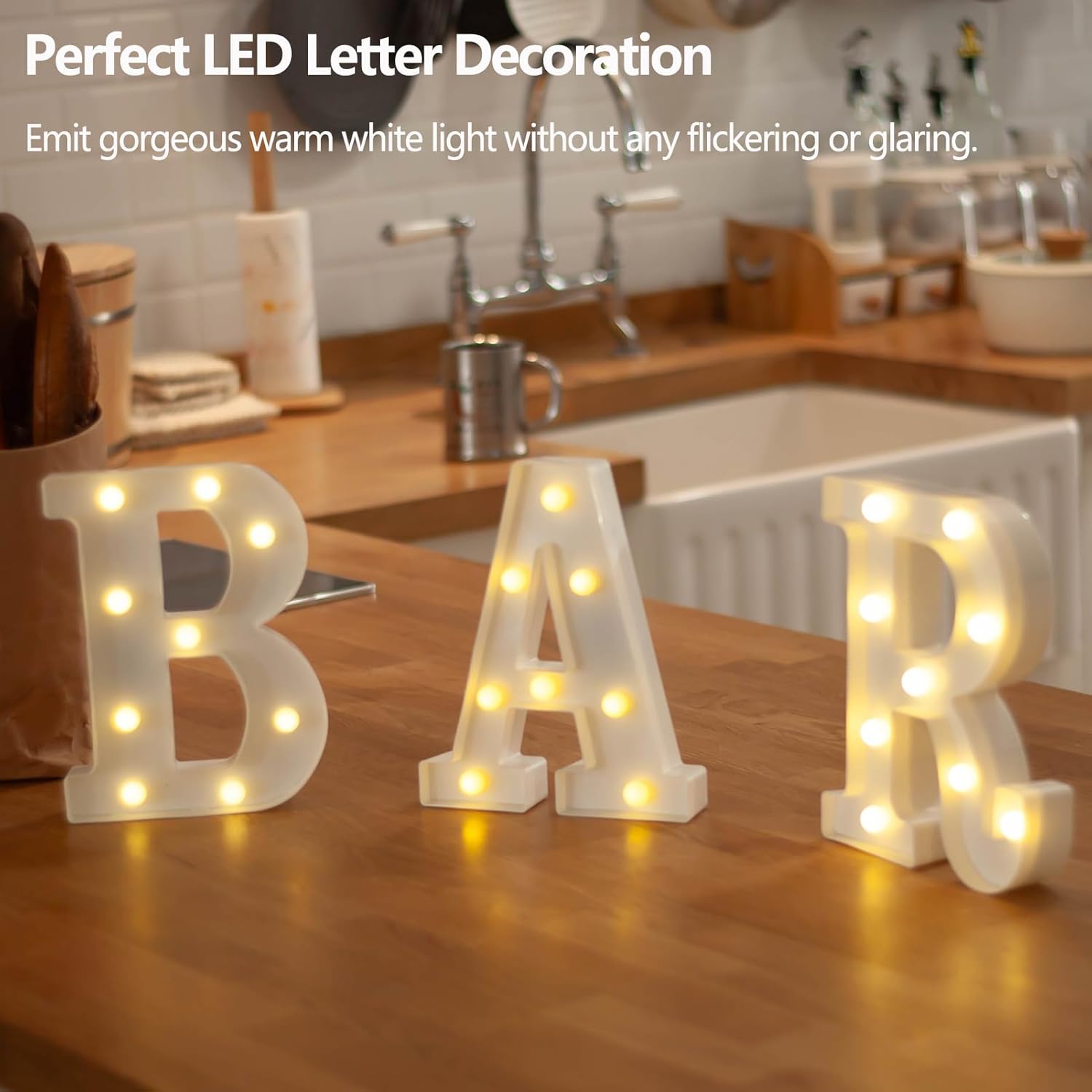BAR LED Marquee Letter Lights, BAR Sign Light Up Decor for Home, Battery Operated Warm White Small LED Alphabet Lamp for Bar, Home, Party Decor
