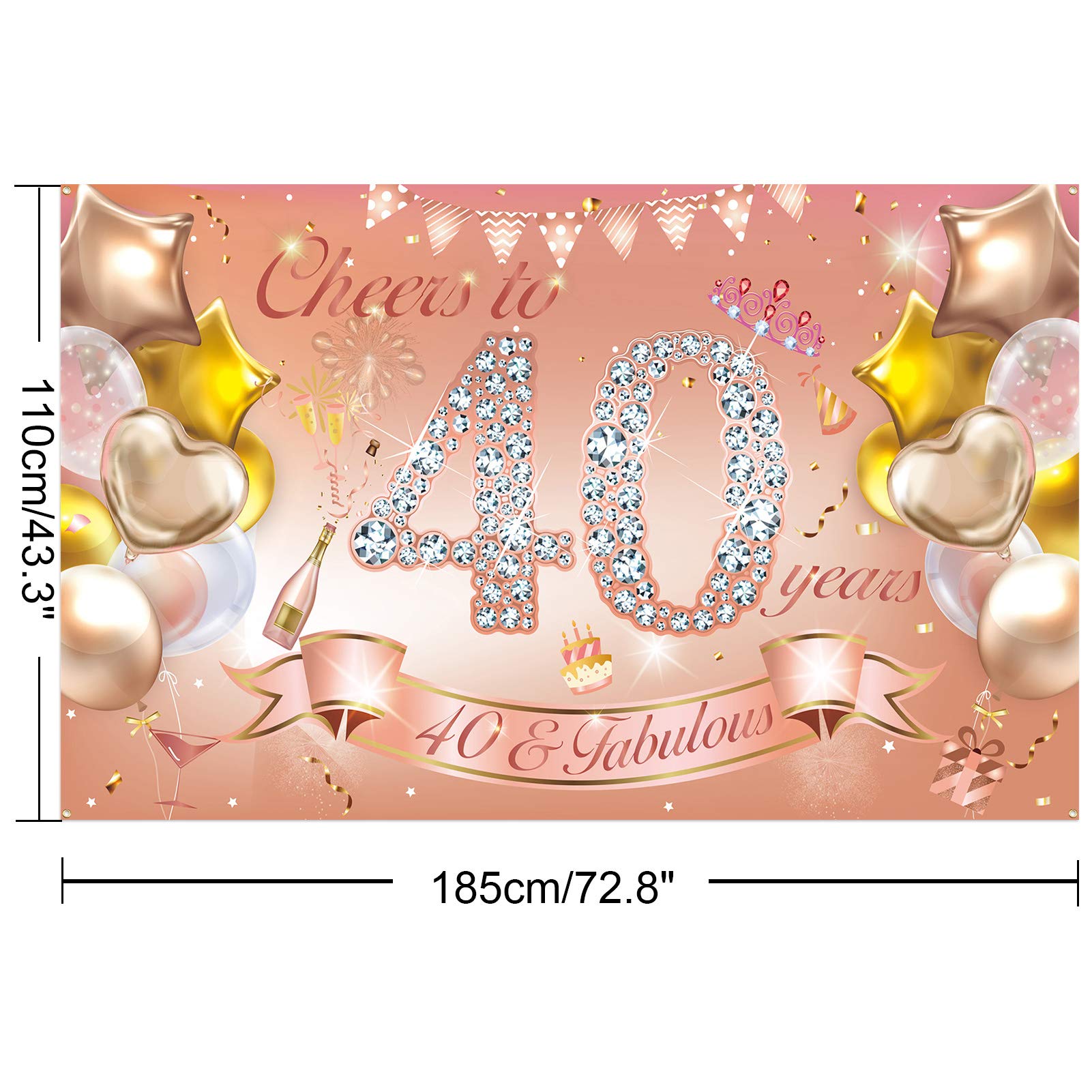 Decorazioni 40 Anni Compleanno - Bandierine Oro E Nero Per Feste - Foto 11