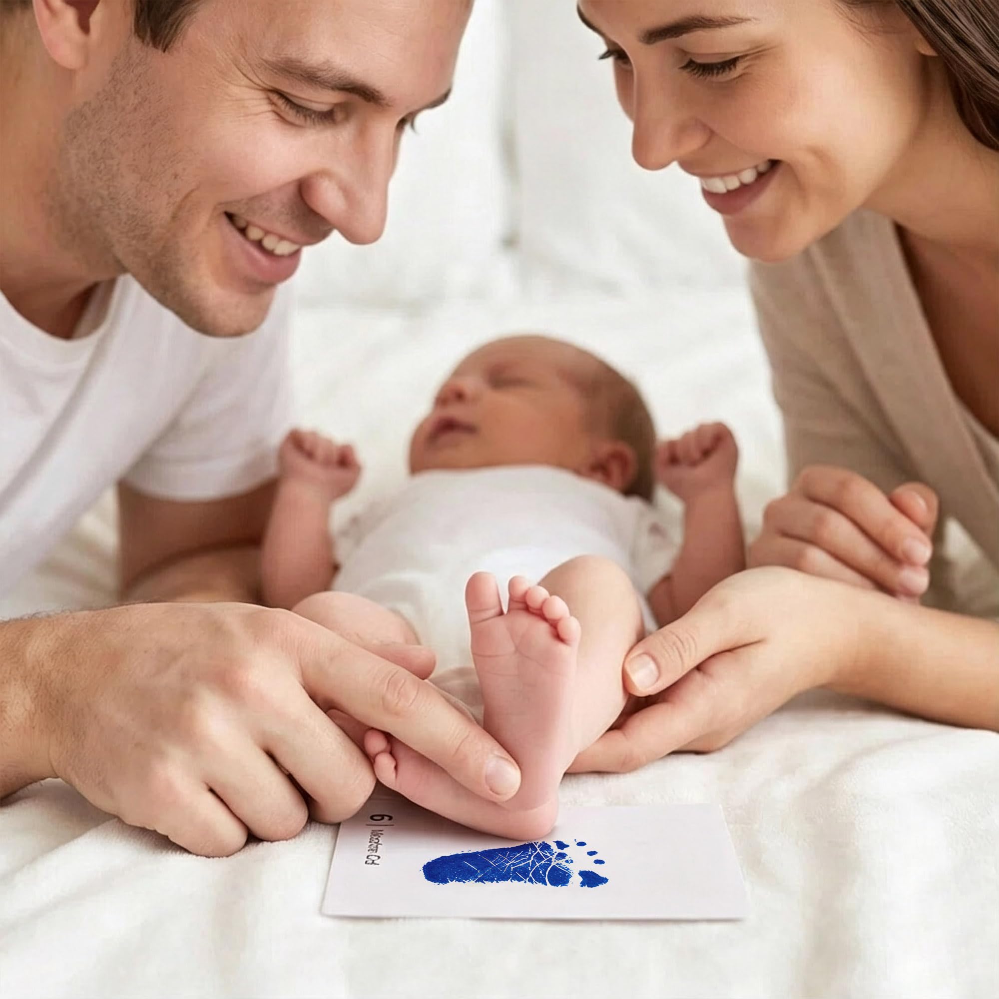 Little Lullaby - Confezione da 15 biglietti senza inchiostro per impronte di mani e piedi del bambino, 12 mesi, per impronte di mani e piedi (scatola bianca)