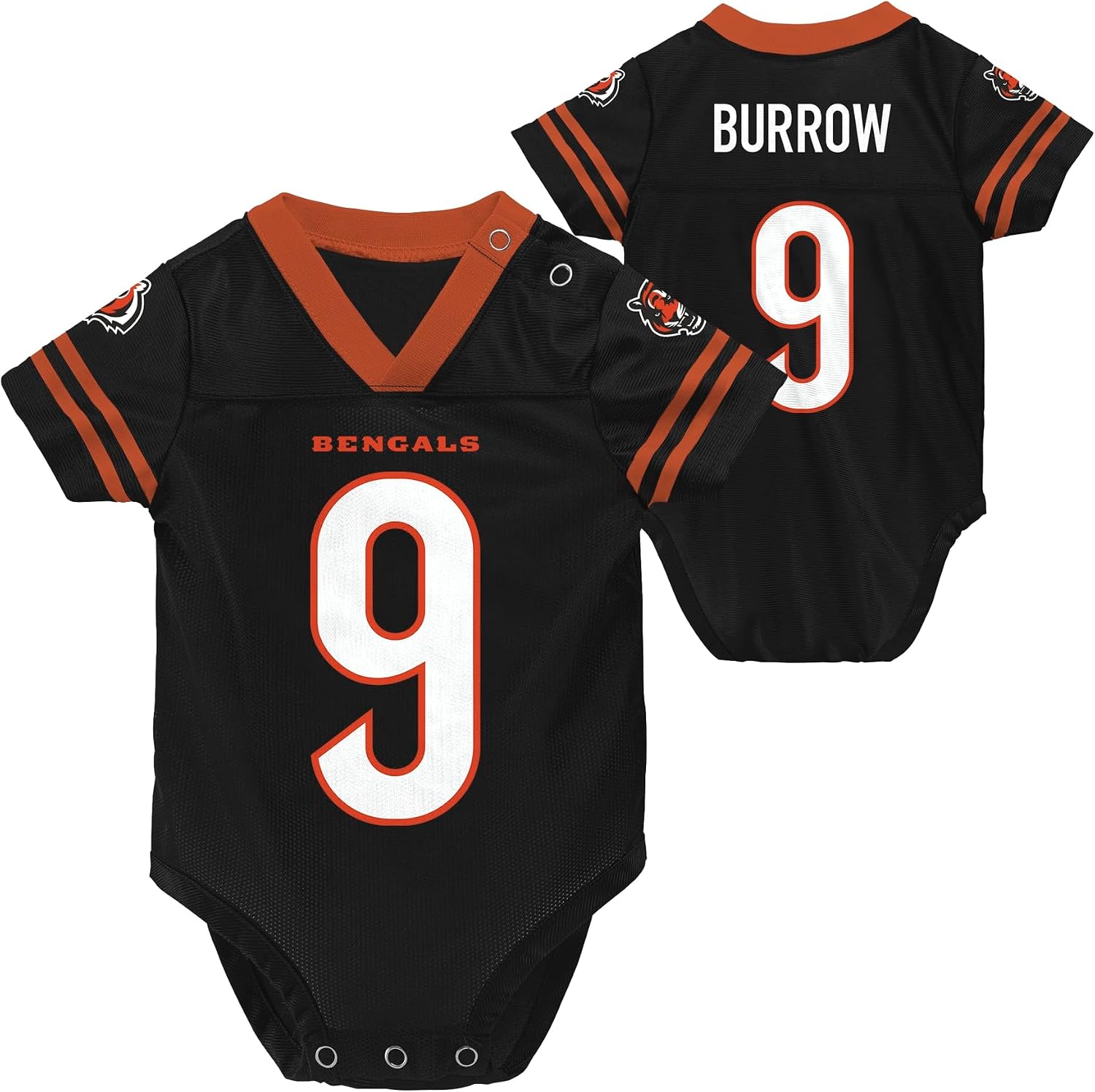 Joe Burrow Cincinnati Bengals #9 NFL Newborn Baby 0/3M-6/9M Black Creeper Bodysuit Jersey