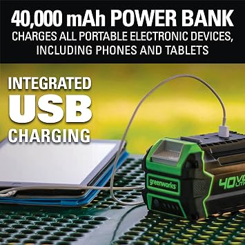 Greenworks 40V (120 MPH / 450 CFM / 75+ Compatible Tools) Cordless Axial Leaf Blower, 4.0Ah Battery and Charger Included