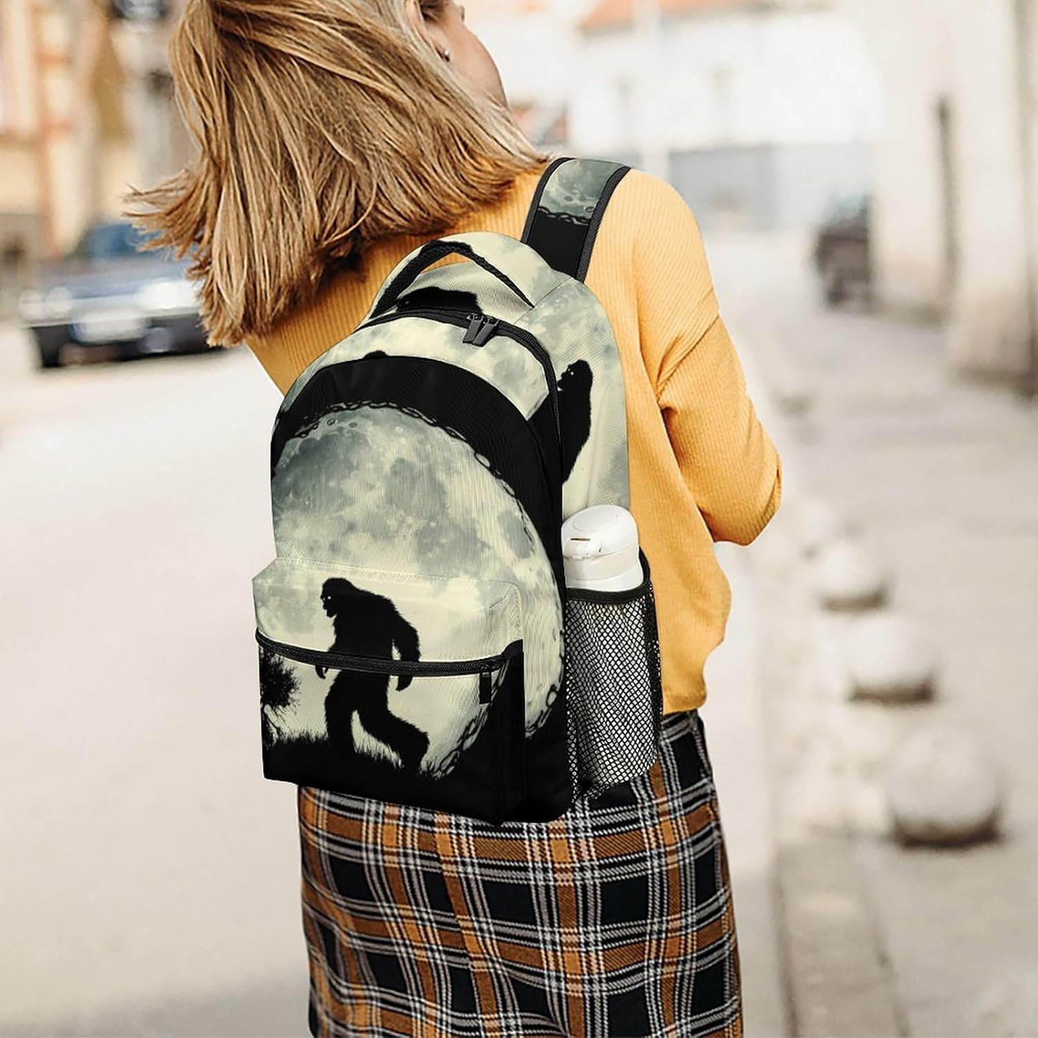 Bigfoot Full Moon Sasquatch Laptop Backpack Lightweight Travel Daypack Shoulder Bag for Men Women