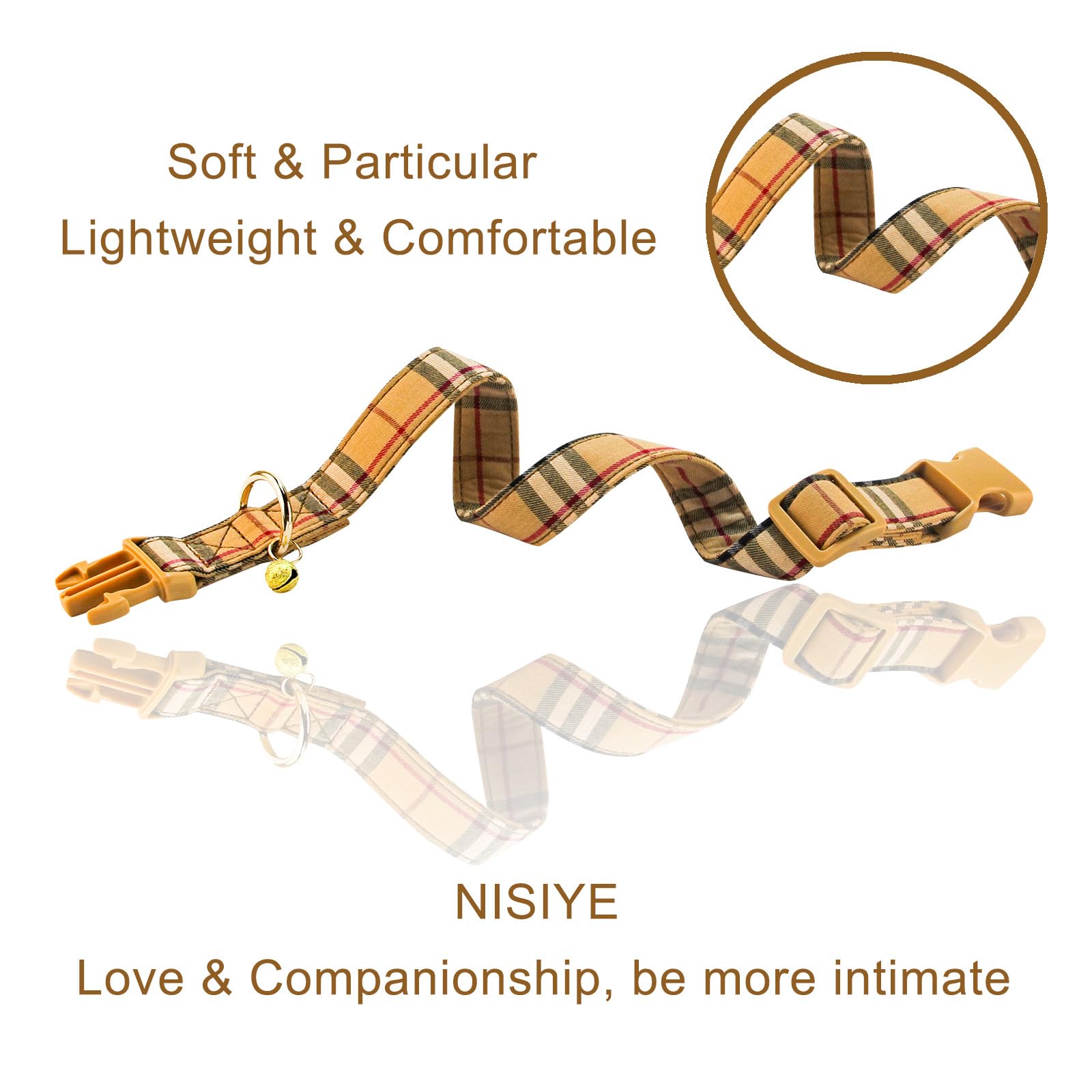 Cute Plaid Dog Collar Harness and Leash with Safety Buckle - Adjustable and No Pull Comfortable Dog Collars for Small Puppy, Stylish Durable Gift for Boy Girl Pets