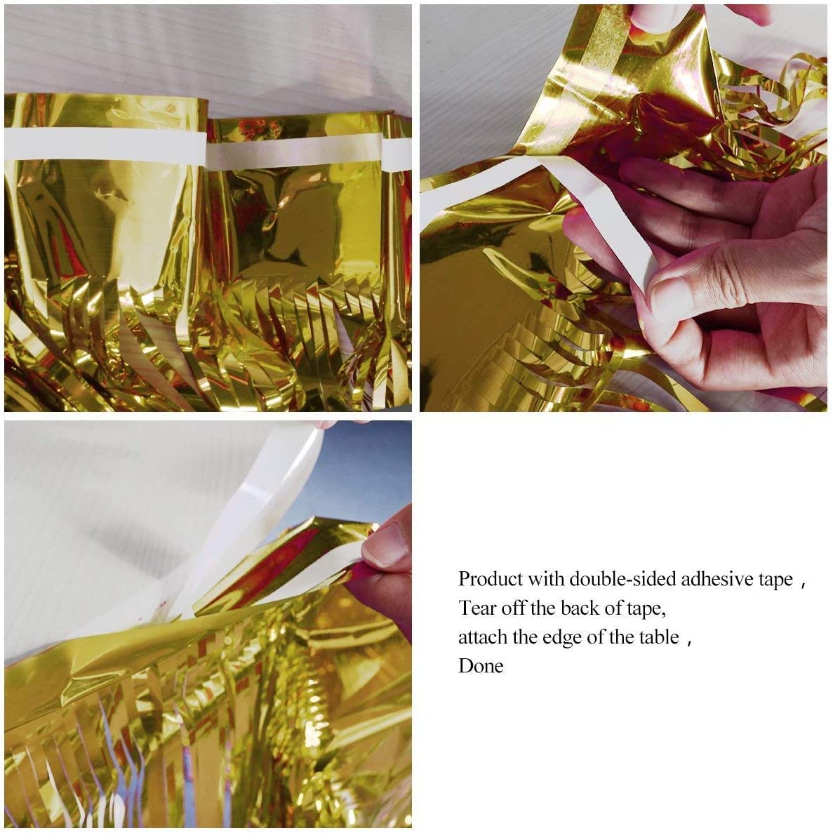 Metallic Blue Foil Fringe Table Skirt | Party Supplies & Decorations - View #12