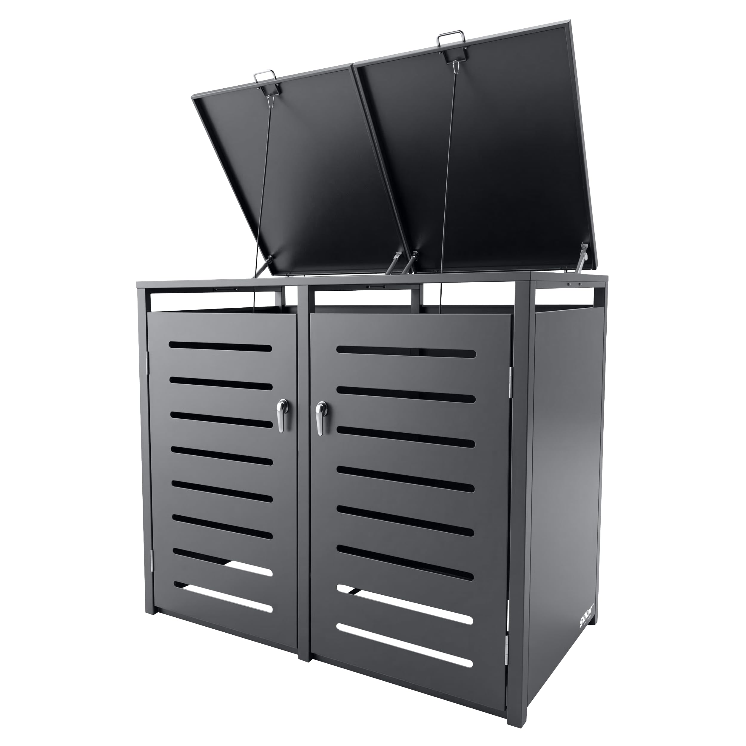 Sillar Mülltonnenbox 2er aus Metall für 120/240 L, Anthrazit, abschließbar