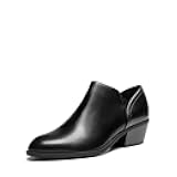 Women's Ankle Boots Fall Boots Leather Thick Heel Side Zip Women Low Chunky Heeled Booties