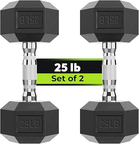Miniatura 47 de Juego de 2 mancuernas hexagonales de 2.5 a 65 libras con revestimiento de goma, mancuernas para ejercicio y fitness, peso de mano para entrenamiento