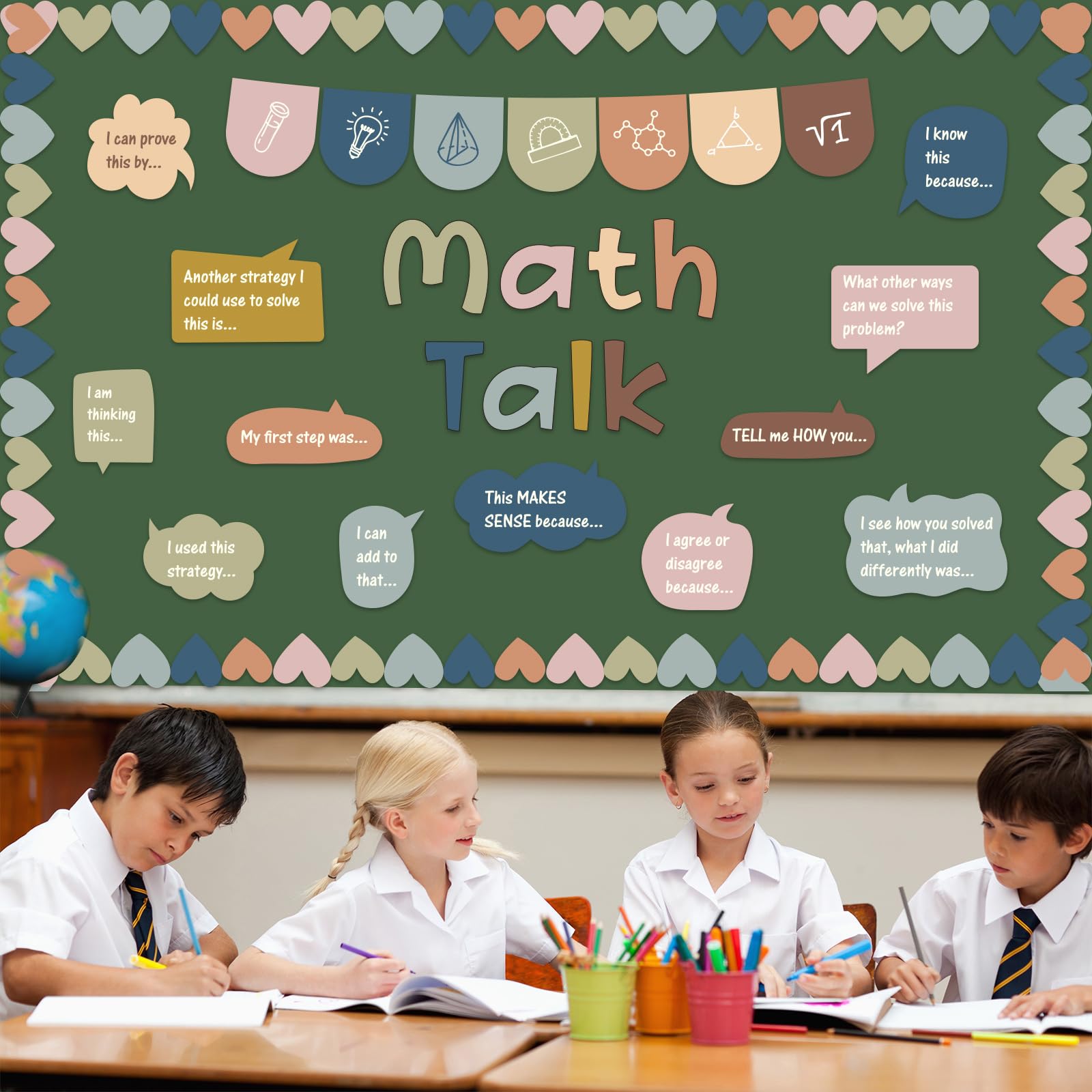Lot de 43 tableaux d'affichage de mathématiques bohèmes pour décoration de salle de classe et de mathématiques éducatives - Découpes en papier pour tableau d'affichage mathématiques - Fournitures de