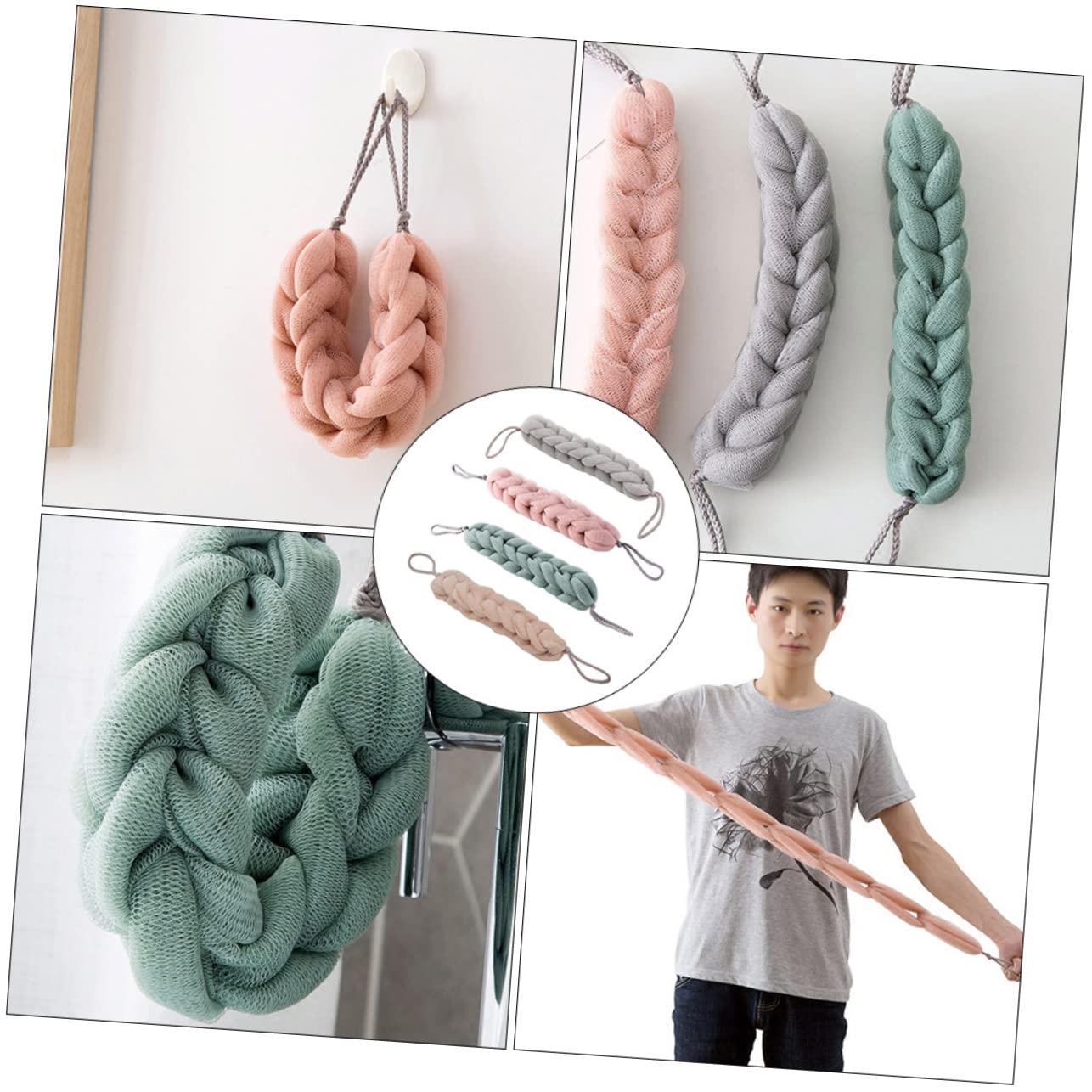 FRCOLOR 8 pz barra abrasiva per la schiena asciugamano asciugamano asciugamani da bagno esponja para bañarse asciugamano asciugamano doccia asciugamano bagno panno strofinaccio un bagno bagno panno