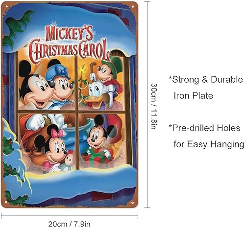 Miniatura 2 de Cartel de metal con diseño de villancicos de Mickey para decoración de pared, sala de estar, baño, cocina, película, póster de 8 x 12 pulgadas