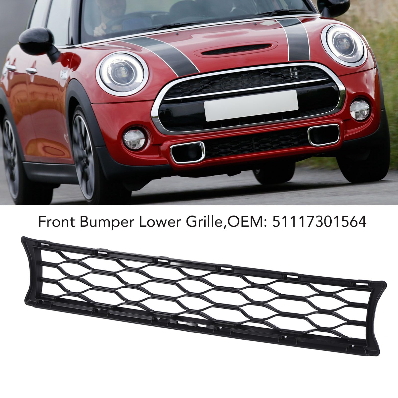 Rejilla Inferior del Parachoques Delantero, reemplazo del Inserto de la Parrilla Inferior del Coche de la Cubierta Central para Mini S F55 F56 F57 2014-2021, 51117301564