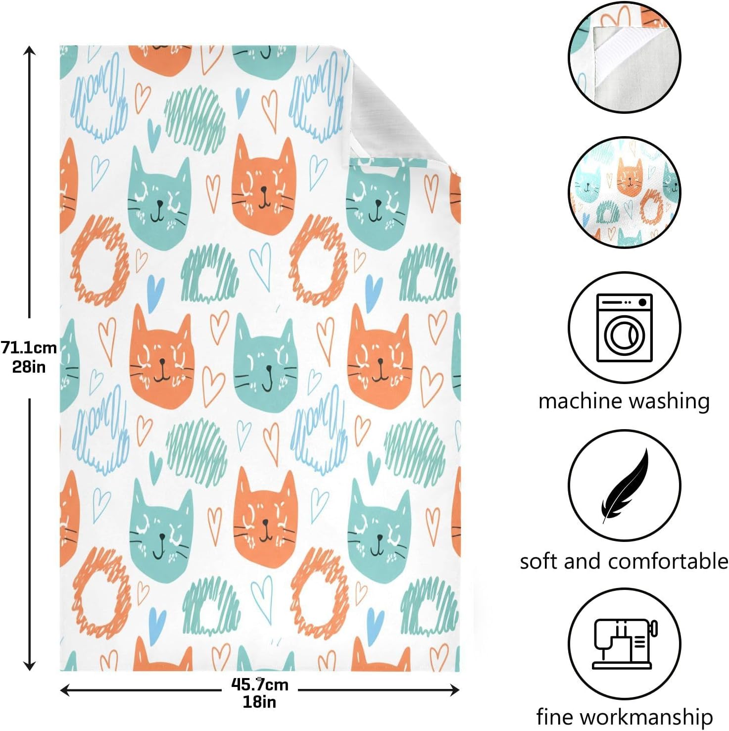 Funny Cats Kitchen Towels Set of 6, Soft Absorbent Quick Drying and Reusable Dish Towels for Kitchen, Bathroom and Home Decor, 18 x 28 in