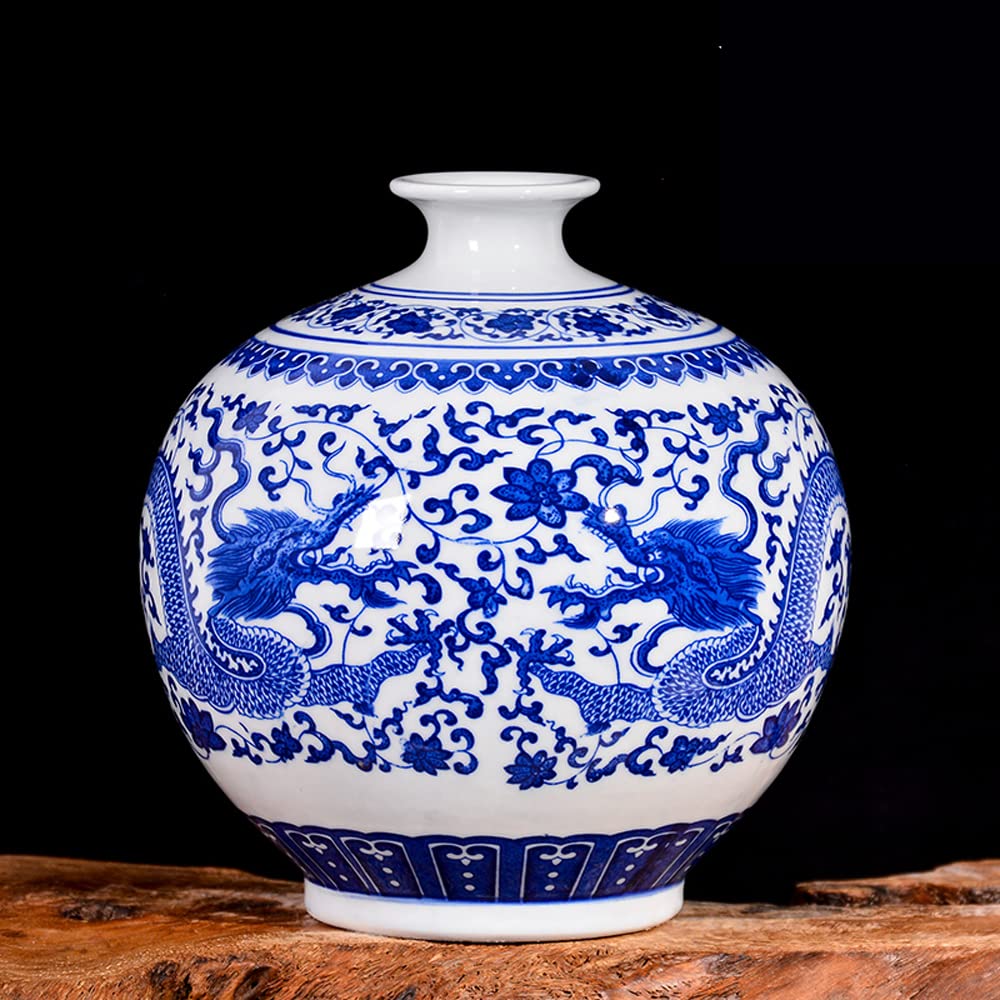 asdchZen Chinoiserie Jingdezhen Pottery And Porcelain Antique Blue And White Porcelain Vase Chinese Living Room Adornment Household Tv Cabinet Collection Furnishing,I