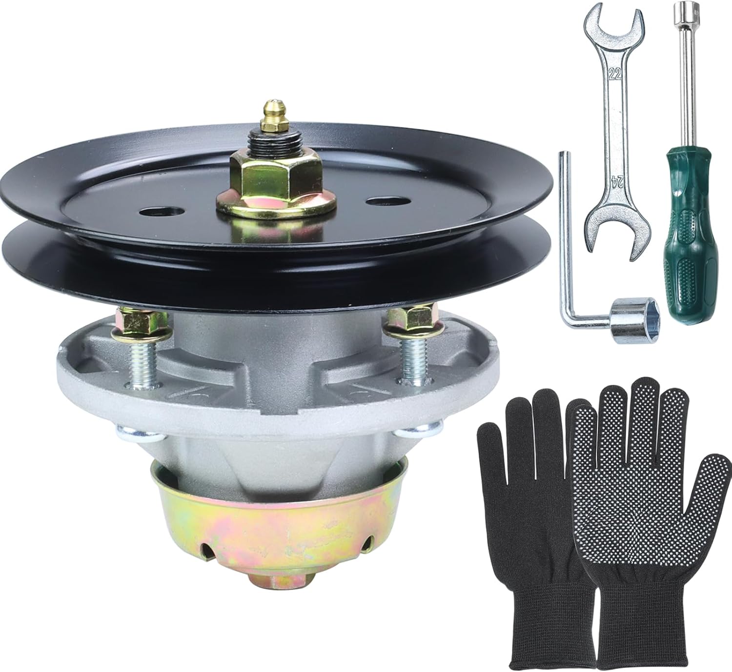 AM144377 Spindle Assembly with M140059 Pulley Replaces John Deere AM144377, AM124498 for John Deere X320 X360 X485 X520 X530 X590 GT235 GT245 GX255 GX335 GX345 1025R 1026R Lawn Tractors