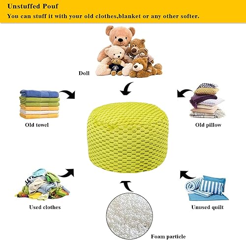 Miniatura 112 de Asuprui Puf otomano de relleno, puf de suelo, reposapiés redondo de 20 x 12 pulgadas, puf de piso, silla plegable de almacenamiento para sala de Puf