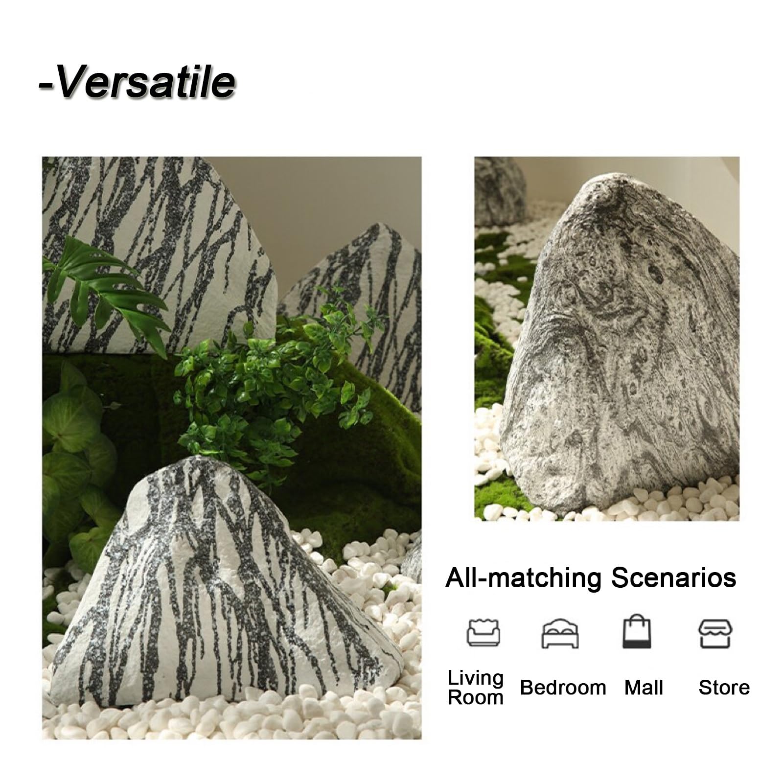 Rocce Finte, Rocce Decorative, Sassi da Giardino, Set da 3 Pezzi, Pietre da Giardino, Utilizzate for l'architettura del Paesaggio, la Decorazione D'interni, Il Giardino