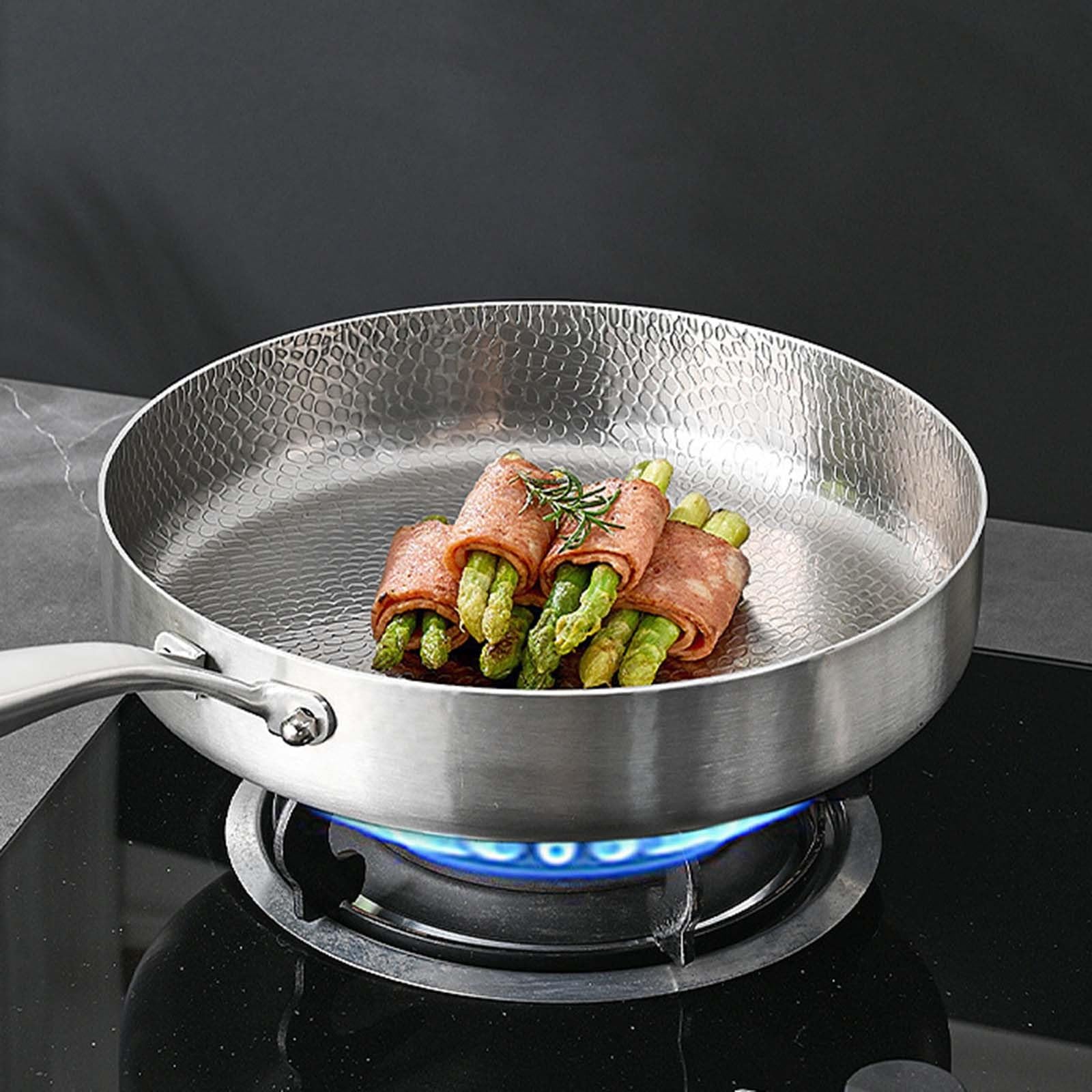 Titanium Hammered Pan Pro mit Deckel, Antihaft-Bratpfannen, Bratpfanne mit Deckel, kratzfeste Beschichtung, kompakt und leicht, für Induktionskochfeld, Camping, Kochen (24 cm)