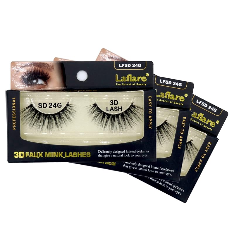 Cílios postiços Laflare 3D em estilo trançado, modelo SD24G, pacote com 3