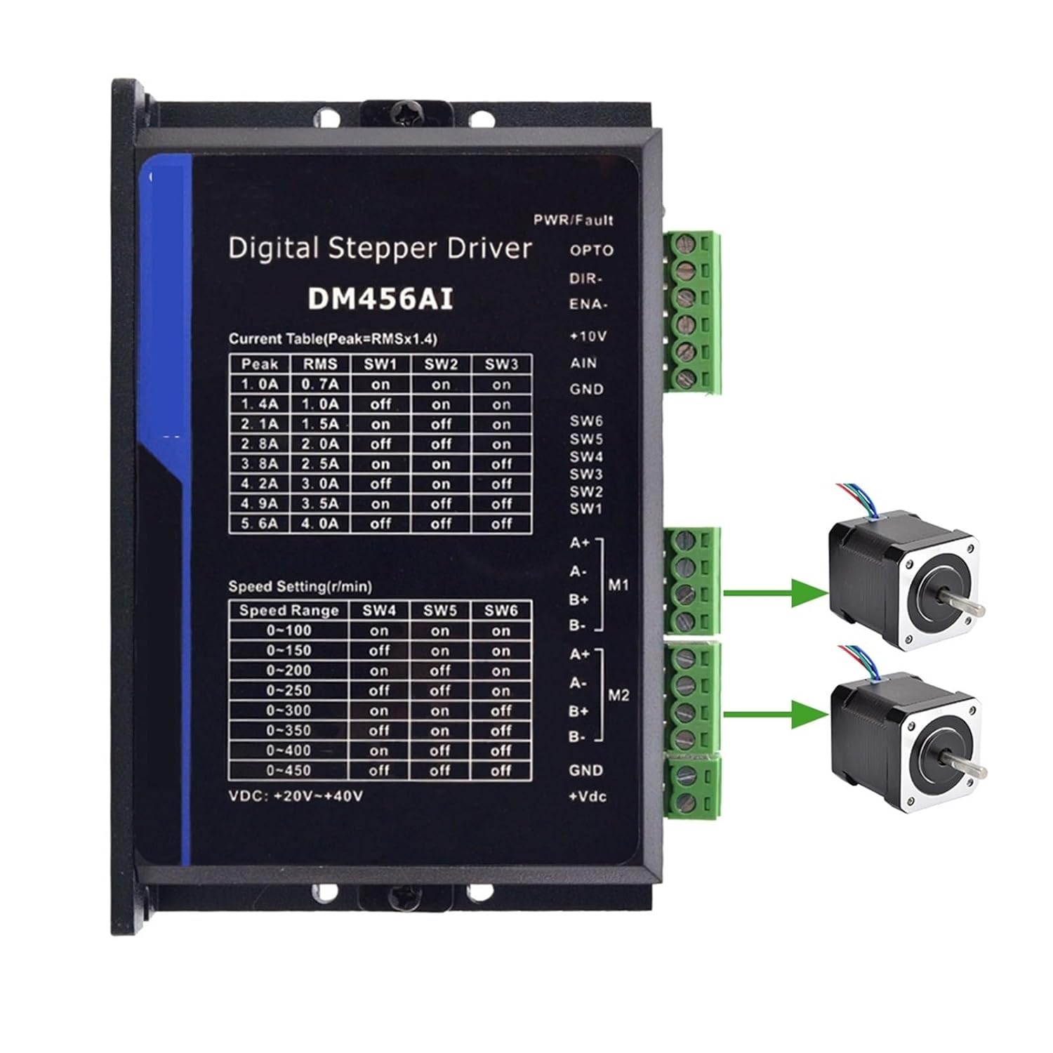 yukimasa fiコントローラー/メーター ステッピング モーター ドライバー 1.0-5.6A 20-40VDC 2 軸