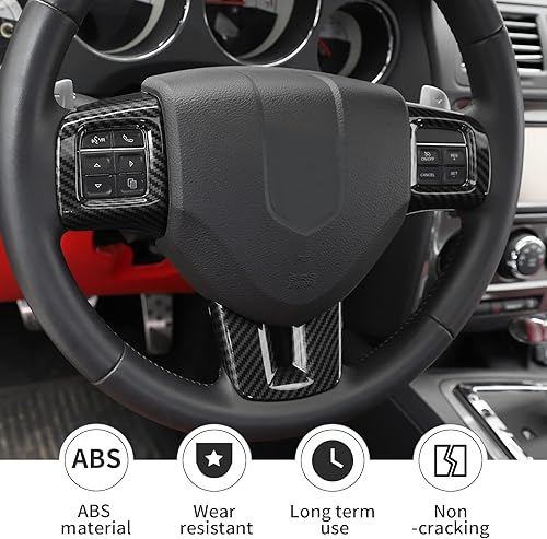 Miniatura 2 de Linskip Moldura para volante compatible con Dodge ChargerChallengerDurangoDart 2009-2014 y Journey 2013-2022, funda para volante para accesorios