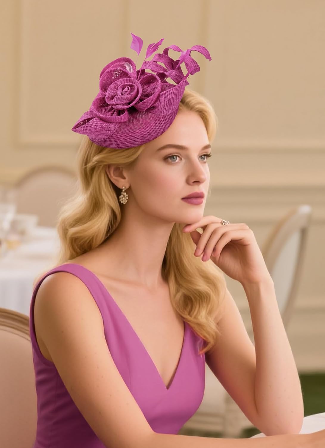 2026 Victoria Derby Fascinator - Kentucky Church Hats 1920s 50s Vintage Tea Party Hat with Hair Clip for Women - Image 3