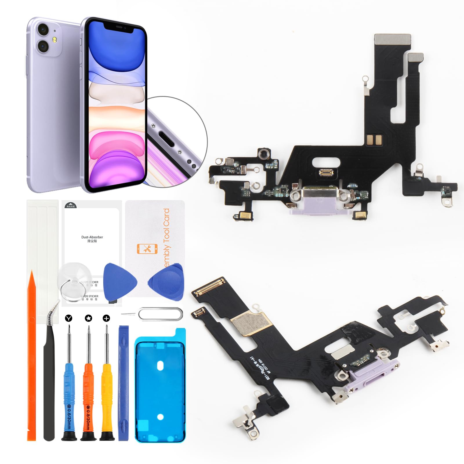 Amazon.co.jp: SRJTEK FOR iPhone 11 パープル Purple 充電ポート交換