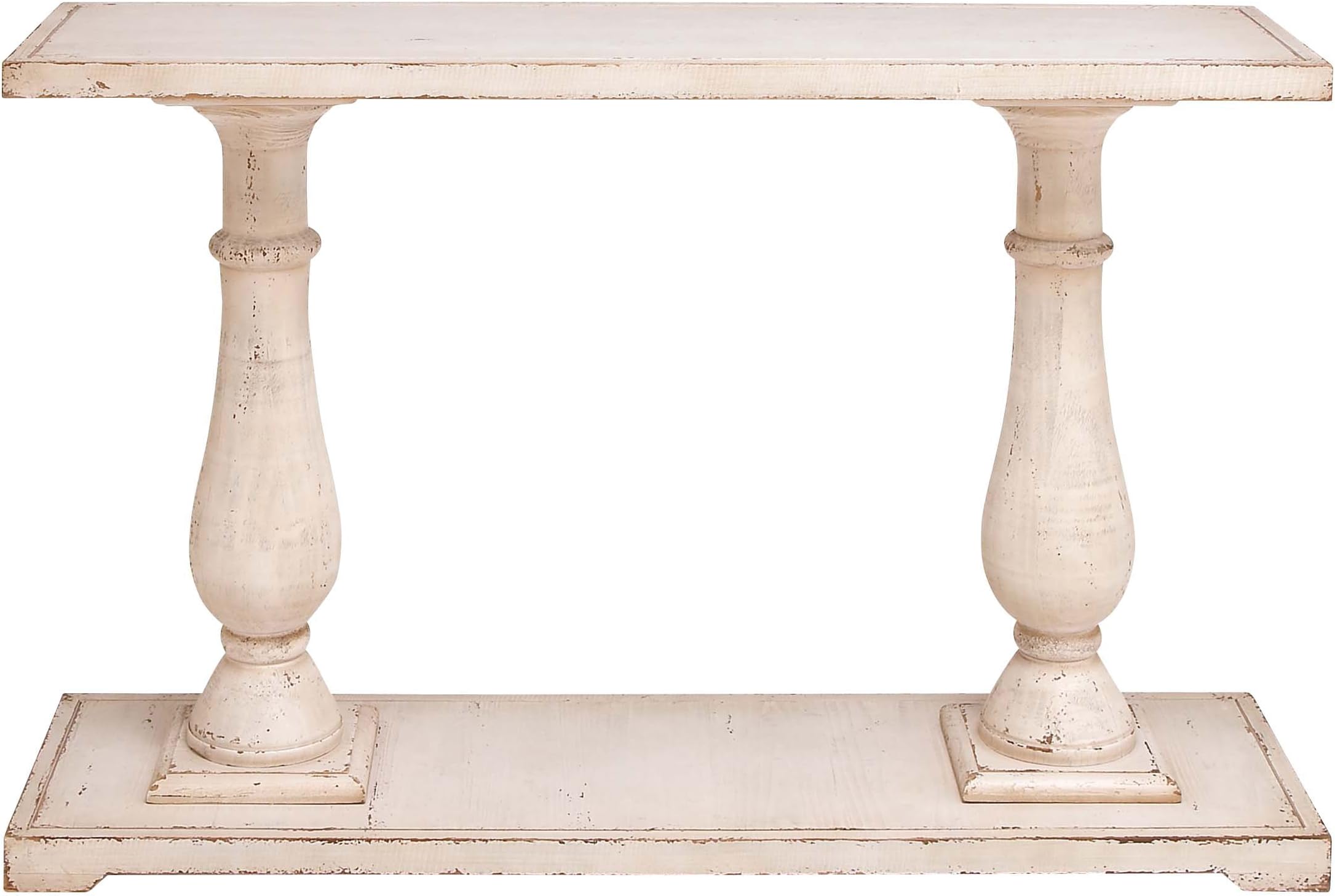 Deco 79 Wood Console Table with Distressed Accents, 48" x 14" x 32", White