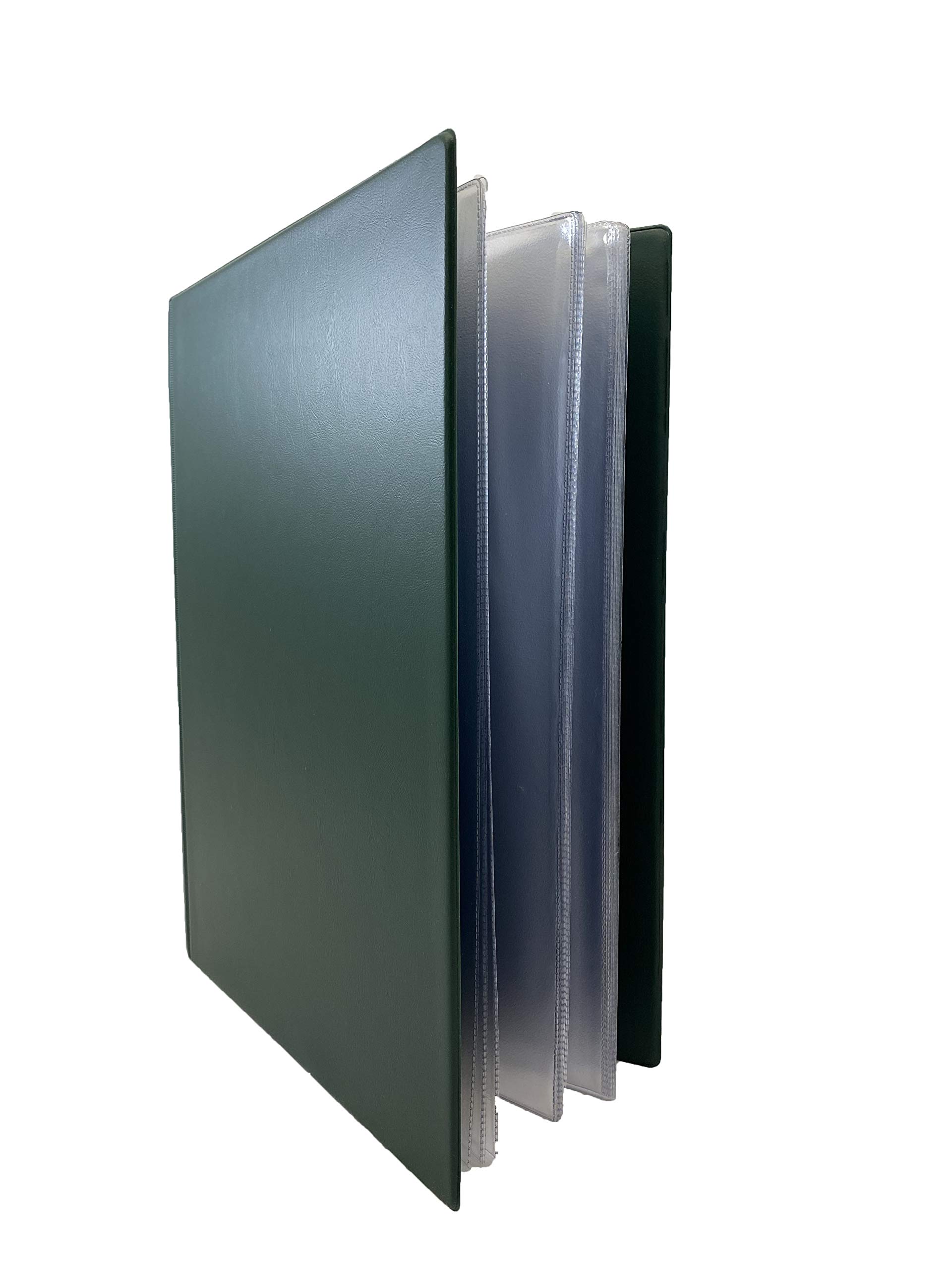 FOXCUP A4 Hard Cover Nyrex/Nirex Document Holder - 40 Clear Fitted Pockets - Green