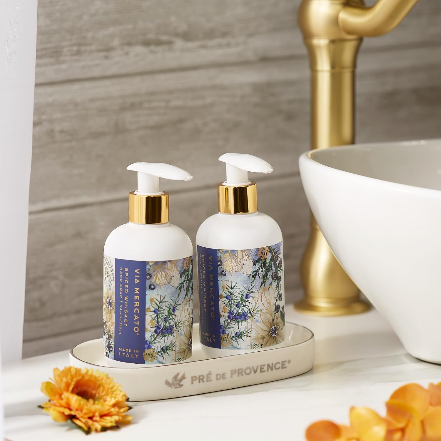 Via Mercato Natale 8.4 Fl Oz Italian Liquid Hand Soap, Subtle Fragrance, Spiced Whiskey (Pack of 2)