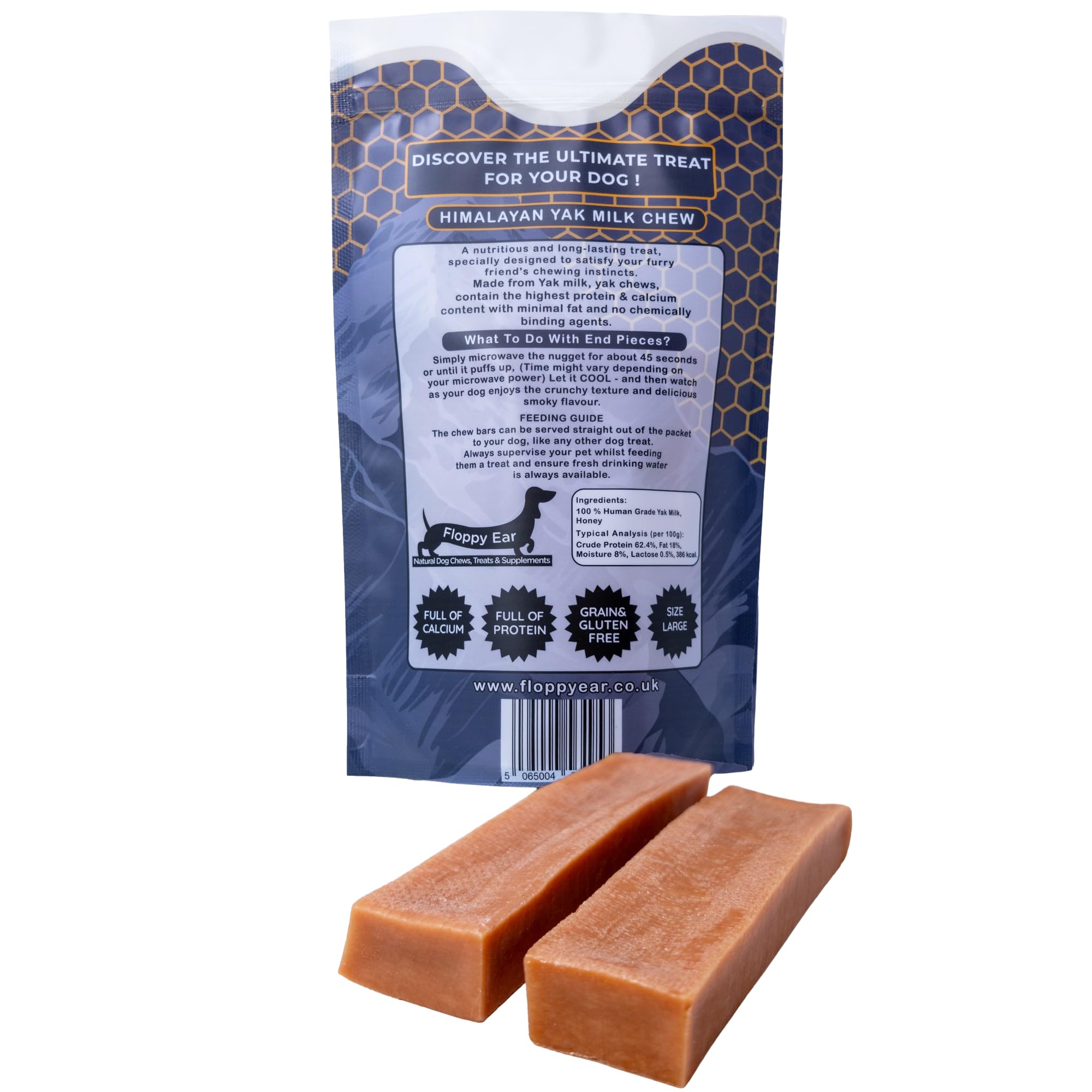 Himalayan Yak Milk Dog Chews, Honey Flavour, Yak Chews with Milk for Dogs Large (pack of 2), Rich in Protein & Calcium - Image 2