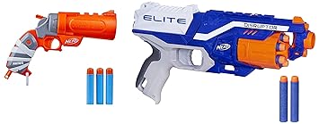 Nerf Fortnite Flare Dart Blaster&Nerf Disruptor Elite Toy Blaster 6-Dart Rotating Drum,Multicolor