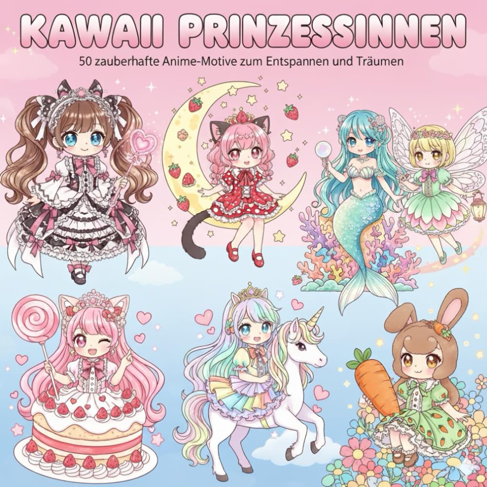 Kawaii Prinzessinnen: 50 zauberhafte Anime-Motive zum Entspannen und Träumen