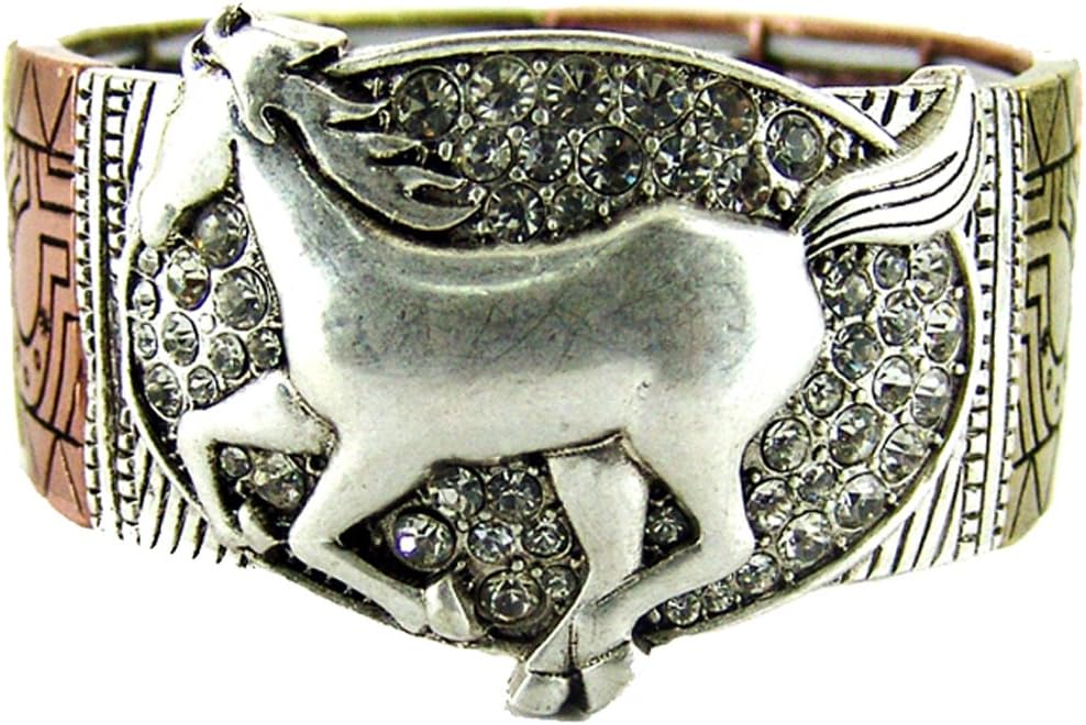 4031345 Dancing Horse Galloping Equine Stretch Bracelet Stunning Cowgirl Up Saddle