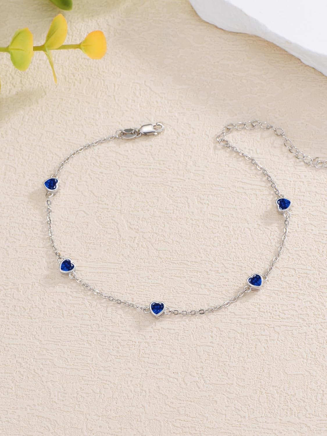 Dorunmo Heart Birthstone Bracelets 925 Sterling Silver Round Birthstone Anklet for Women Birthday Jewelry Gifts for Girlfriend Wife Mother Her - Image 6