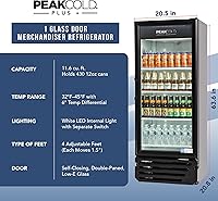Vista 33 de PEAKCOLD+ 2-Door Upright Display Refrigerator - 25.7 Cubic Ft Energy Efficient Black Merchandiser Refrigerator With Glass Doors, White Interior &