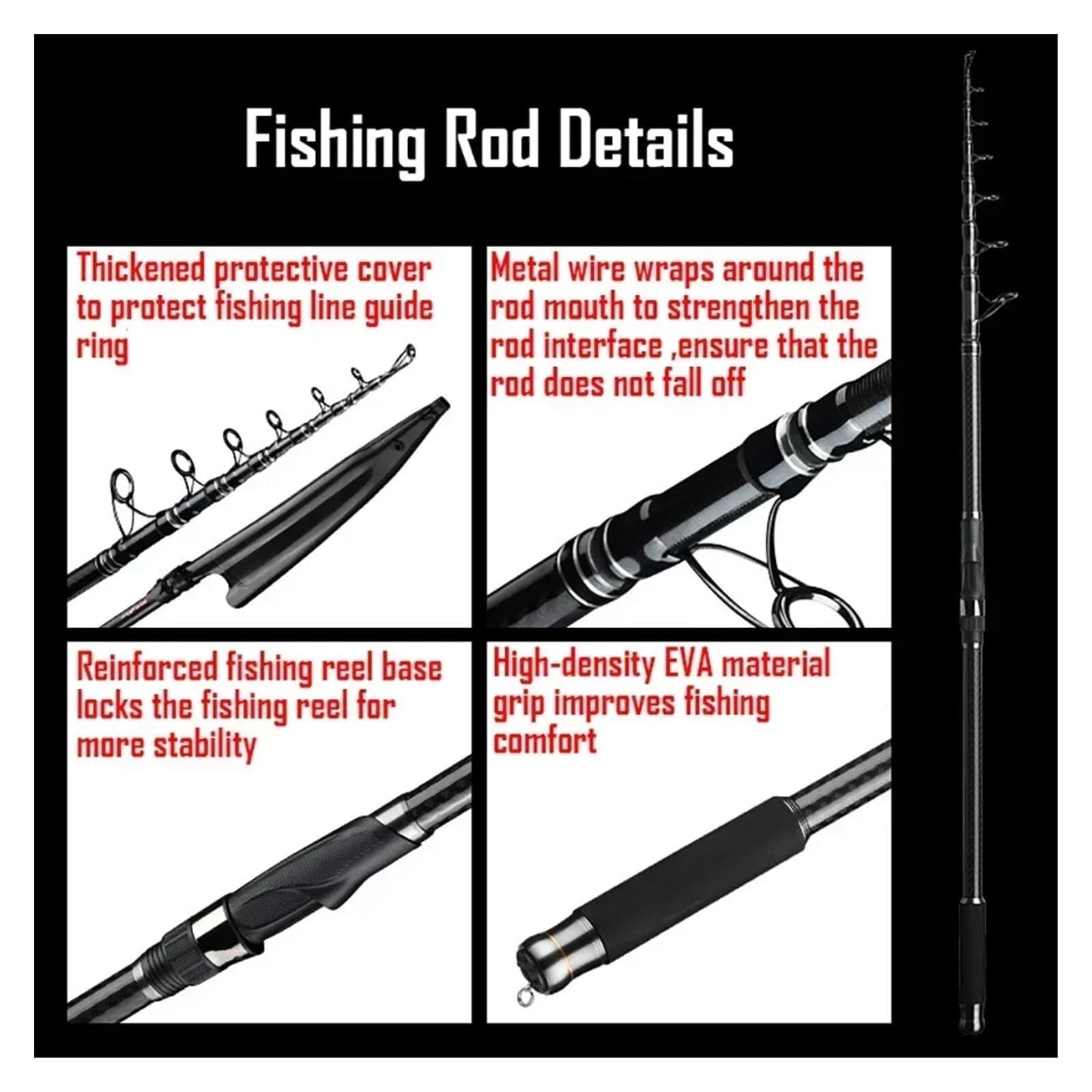 Canna da Pesca Canna da Pesca 200g Richiamo 4.5/5.4m in Mare 36T Fibra di Carbonio Distanza Lancio Oceano Barca Spinning Telescopica Super Dura