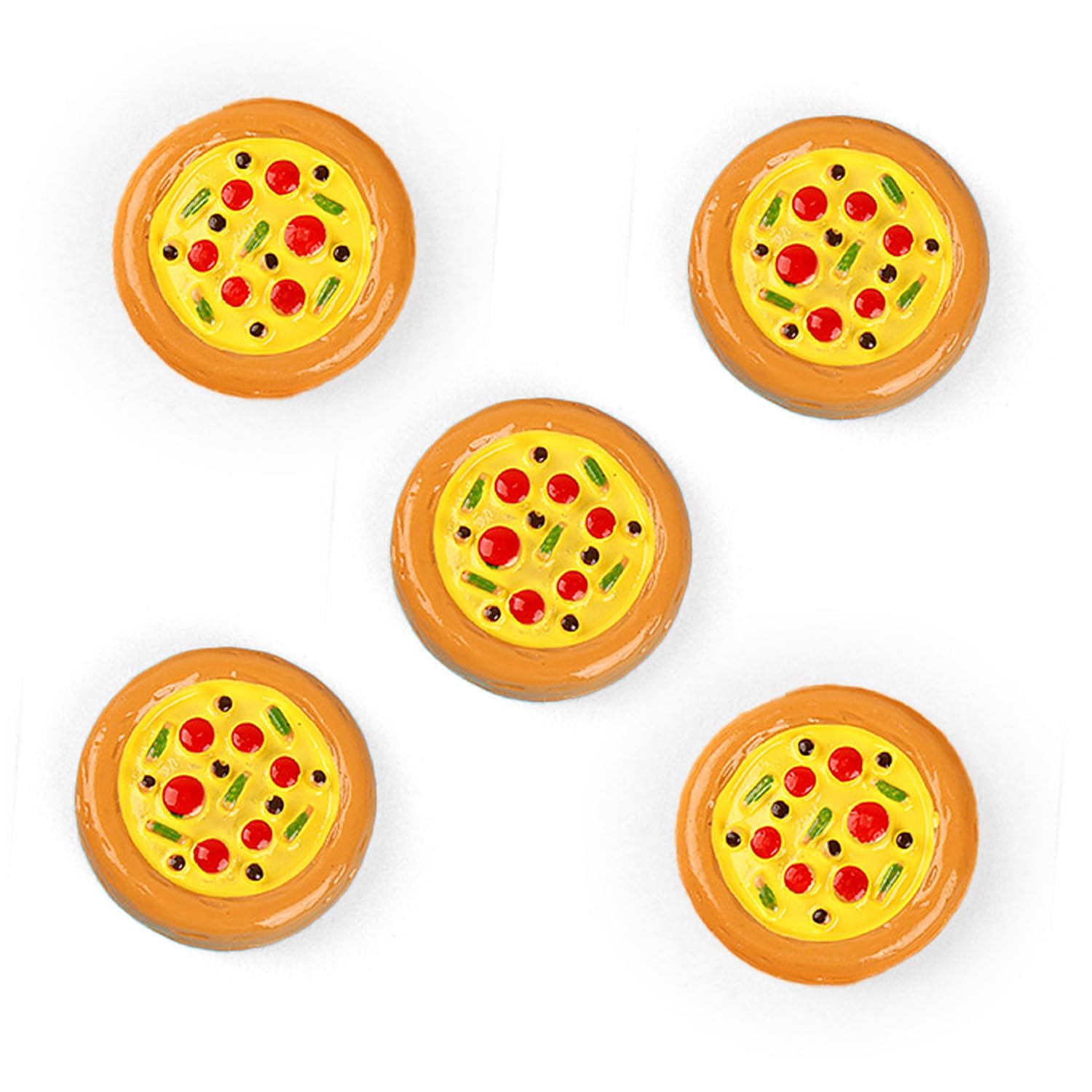 5Pcs Miniature Resin Pizzas - Doll Food Props - Resin Cabochons for Slime, Jewelry Making, or Decoden(NOT Edible)