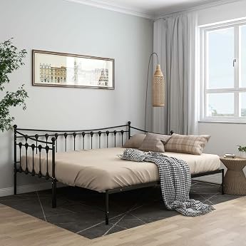 Festnight Day Bed Extendable 90 x 200 cm Metal Extendable Bed Children's Bed Guest Bed Sofa Bed Youth Bed Functional Bed Sofa Bed Single Bed Double Bed Frame