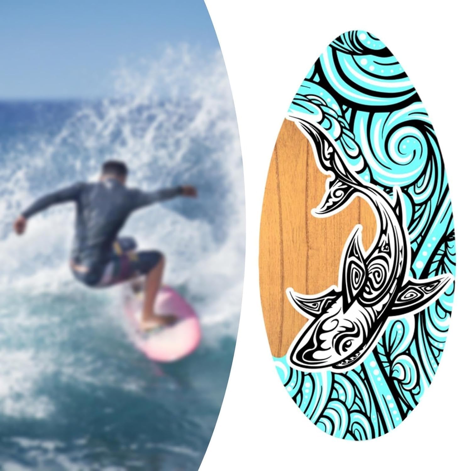 SIMPLETEK - Skimboard Tavola da Surf per Bambino 89 x 50 cm 680 grammi Spiaggia Gioco Bambini Sport Acqua Mare