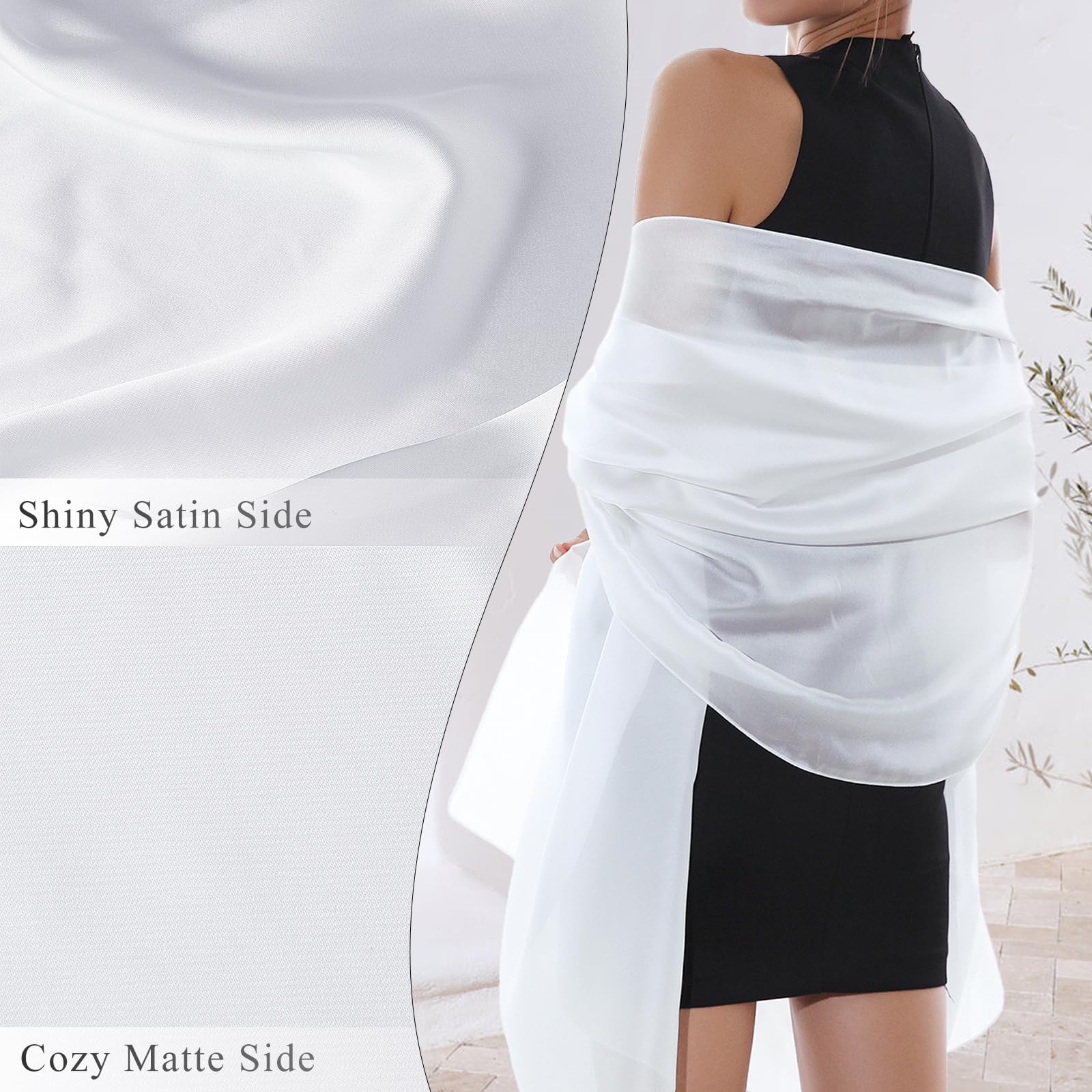 RIIQIICHY Foulard Sciarpa Seta Donna Pashmina Stola Scialle Cerimonia Abito da Sera Elegante Sposa