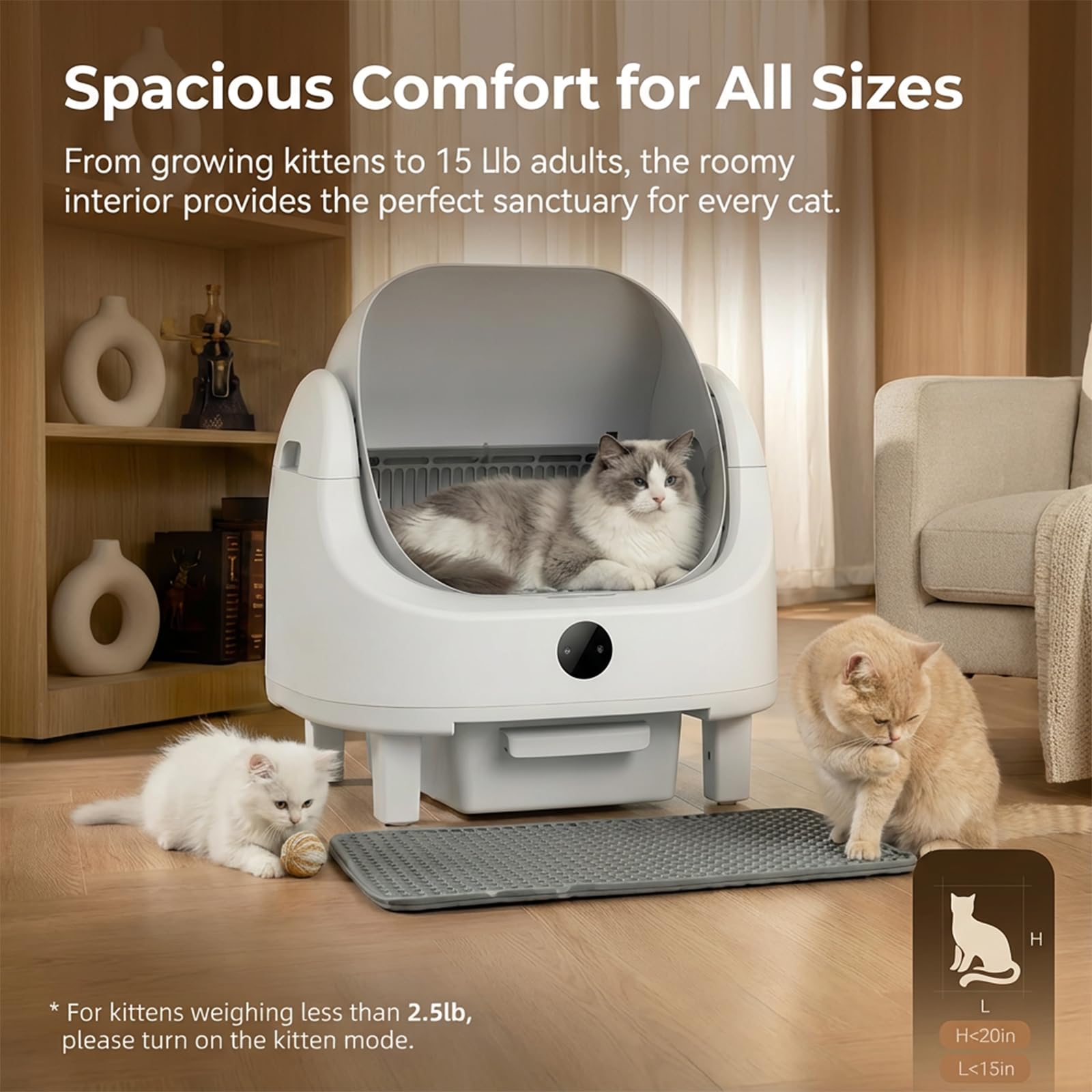 Automatic Litter Box, Self Cleaning Litter Box for Multiple Cats, Odor & Scoop Free, Apple Control, Large Space with Safety Protection, Opening Top, Real-Time Monitor - image 2