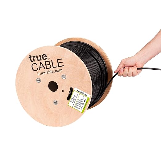 TRUECABLE Cat6 Outdoor Bulk Ethernet Cable with Messenger, Shielded F/UTP, 500ft
