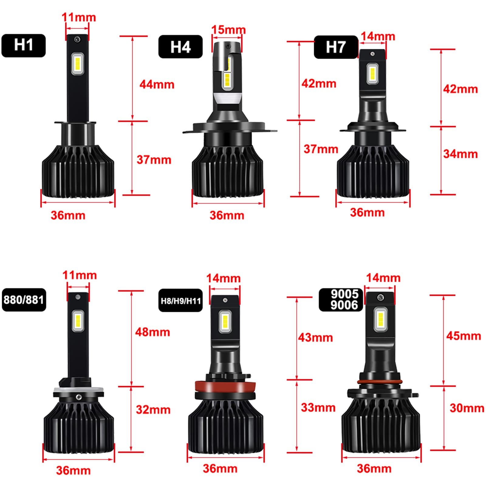 Bulbas De Faros LED, Kit De Conversión Extremadamente Brillante 800W 30000LM 6000K, Paquete De 2,H4