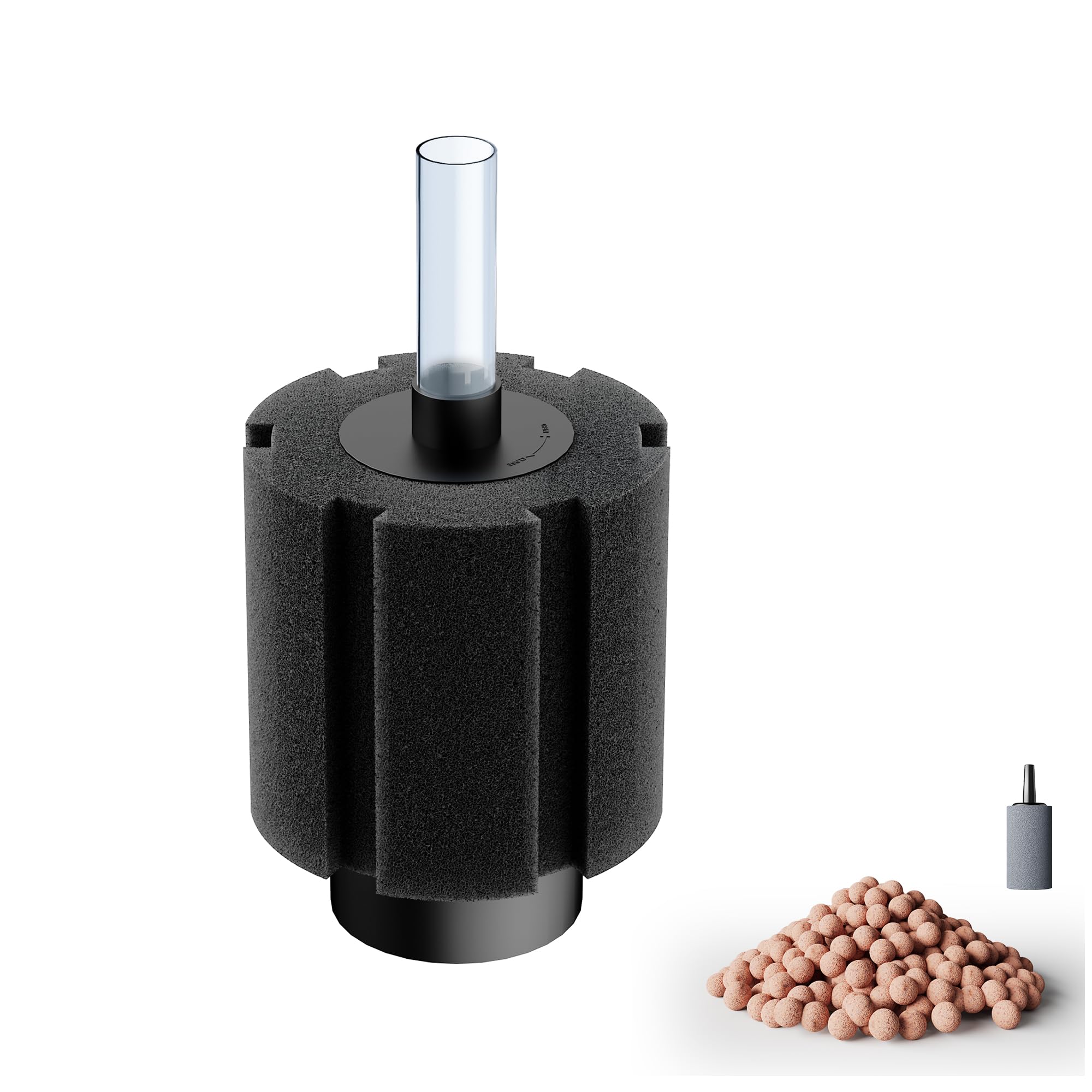 DVHEY Aquarium Sponge Filter with Ceramic Media and Bubble Diffuser Ultra Quiet Fish Tank Filters fit Breeding Fry Betta Shrimp Fish Tank