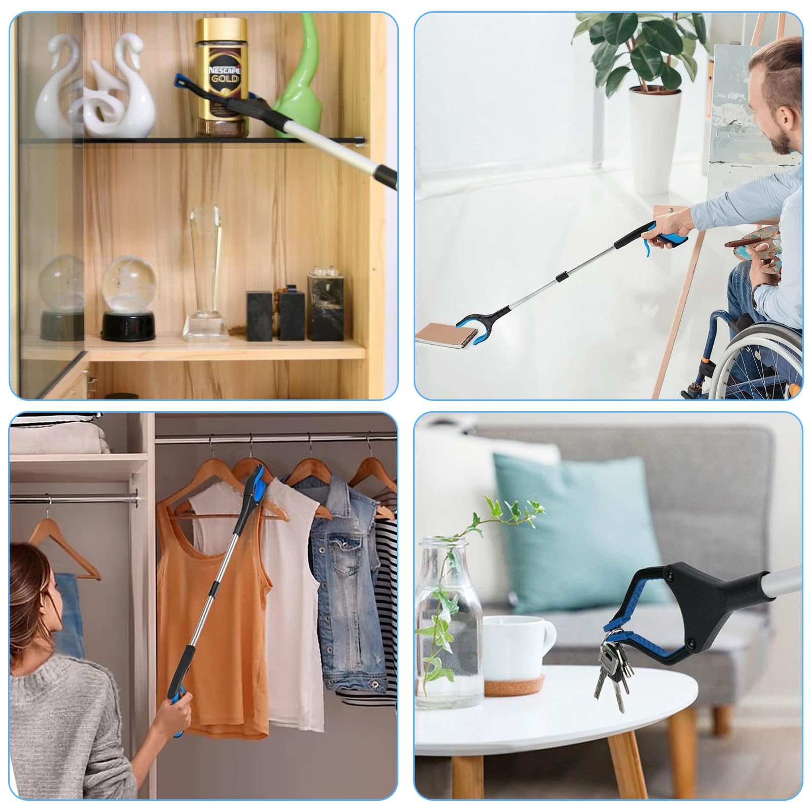 Pinzas Recoge Objetos, Pinzas Extensibles Larga 83 cm, Plegable Herramienta Captura, Pinza Recoger Basura con Puntas Magnéticas, Grabber para los Viejos, Discapacitados y Trabajadores Sanitarios