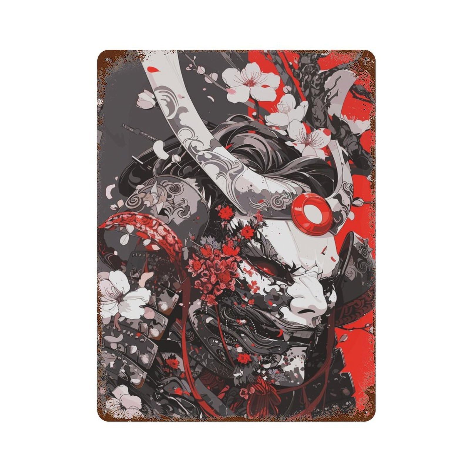 Demon Mask 15.7"x11.8" Aged Metal Wall Plaque, Classic Wall Plaque for Basement, Hobby Room And Garage Decor