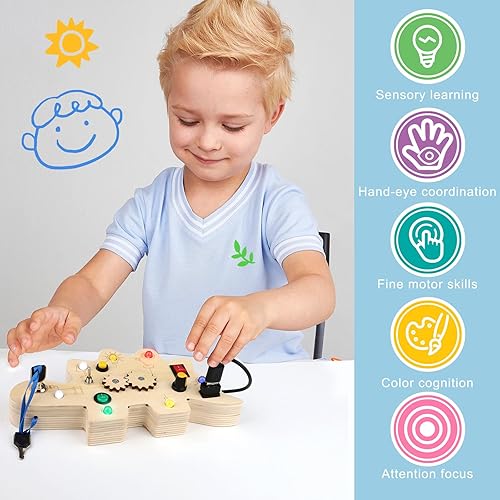 Miniatura 2 de Montessori - Tablero de actividades de viaje de madera para bebés de 1, 2, 3, 4 años, aprendizaje temprano, dinosaurio de madera sensorial con