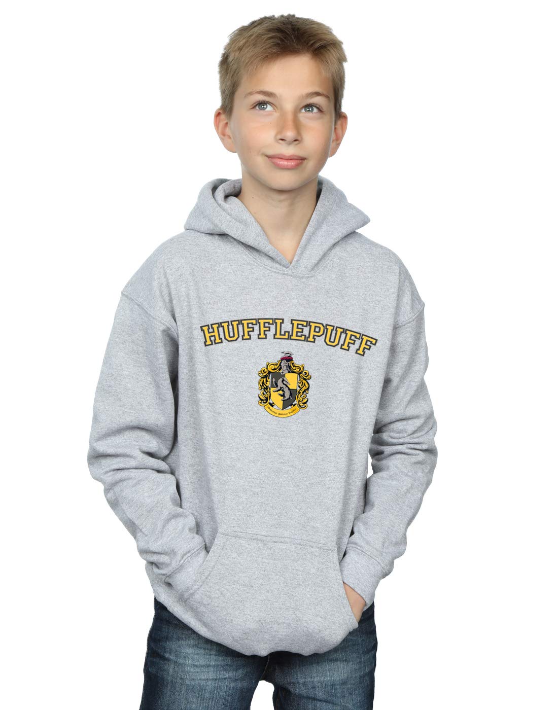 Absolute Cult Boys Sport Grey Harry Potter Hufflepuff Crest Hoodie 7-8 Years